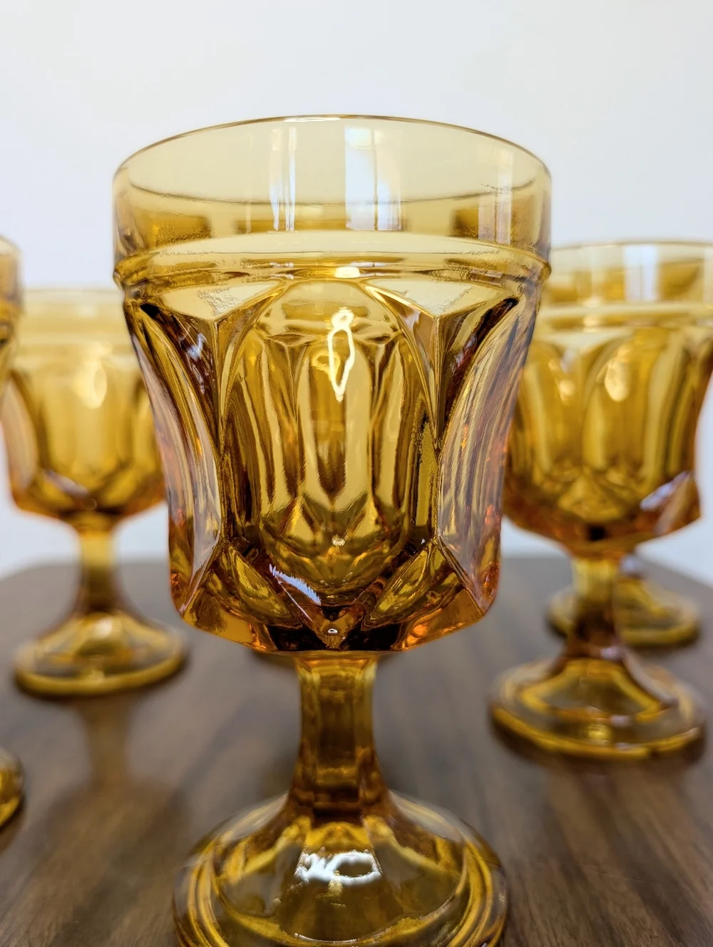 70s Honey Amber Fairfield Pattern By Anchor Hocking On The Rocks Goblet Set Of 6